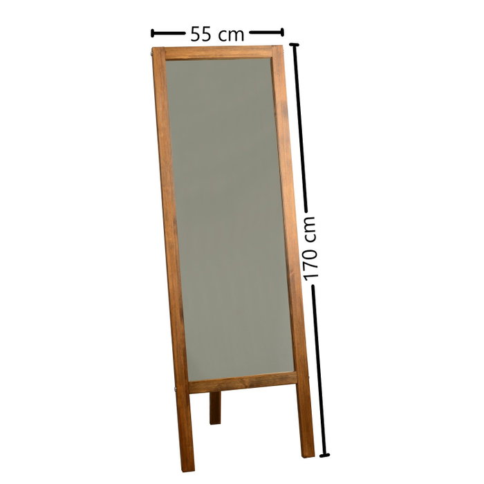 Hanah Home A43 Espejo Cheval de Madera Maciza de Pino, Nogal, 55x170 cm